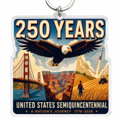 USA 250th Anniversary Keychain - Bald Eagle American Landmarks Acrylic Charm