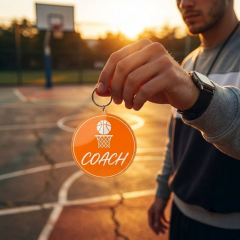 Basketball Game Day Personalized Name Keychain, Round Shape, Sports Gift | Trinmama image 2