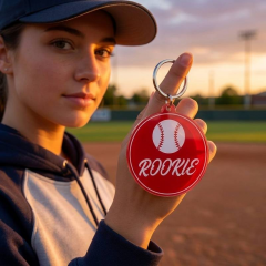 Baseball Game Day Personalized Name Keychain, Round Shape, Sports Gift | Trinmama image 2