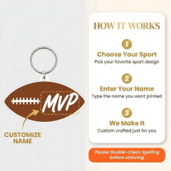 Football Game Day Personalized Name Keychain, Bar Shape, Sports Gift | Trinmama image 4