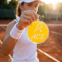 Tennis Game Day Personalized Name Keychain, Round Shape, Sports Gift | Trinmama image 2