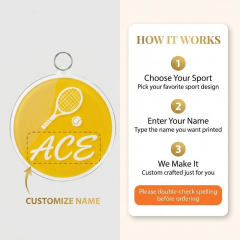 Tennis Game Day Personalized Name Keychain, Round Shape, Sports Gift | Trinmama image 4