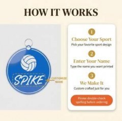 Volleyball Game Day Personalized Name Keychain, Round Shape, Sports Gift | Trinmama image 4