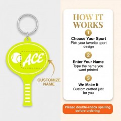 Tennis Game Day Personalized Name Keychain, Bar Shape, Sports Gift | Trinmama image 4