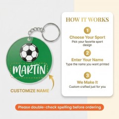 Soccer Game Day Personalized Name Keychain, Round Shape, Sports Gift | Trinmama image 4