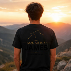Personalized Aquarius Zodiac T-Shirt, Custom Constellation Name, Zodiac Gift | Trinmama image 4