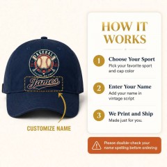 Personalized Vintage Baseball Badge Baseball Cap, Custom Name Hat, Gift for Fans | Trinmama image 5
