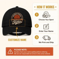 Personalized Vintage Basketball Badge Baseball Cap, Custom Name Hat, Gift for Fans | Trinmama image 5