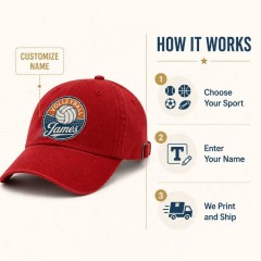 Personalized Vintage Volleyball Badge Baseball Cap, Custom Name Hat, Gift for Players | Trinmama image 5