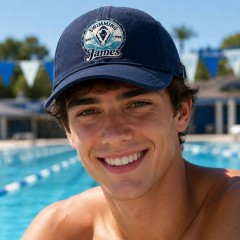 Personalized Vintage Swimming Badge Baseball Cap, Custom Name Hat, Gift for Swimmers | Trinmama image 2