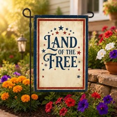 Land of the Free Rustic Patriotic Garden Flag, Farmhouse Yard Flag, 4th of July Outdoor Decor | Trinmama image 2