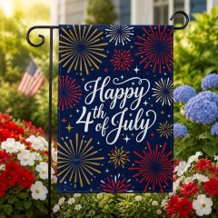 Happy 4th of July Garden Flag, Fireworks Celebration Yard Flag, Patriotic Outdoor Decor | Trinmama image 2