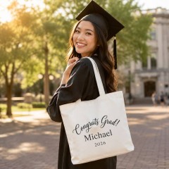 Personalized Congrats Grad 2026 Tote Bag, Custom Graduation Canvas, Grad Gift | Trinmama image 2