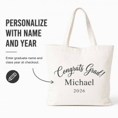 Personalized Congrats Grad 2026 Tote Bag, Custom Graduation Canvas, Grad Gift | Trinmama image 4