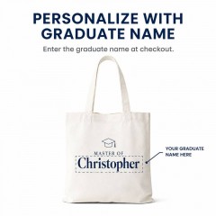 Personalized Master Of Name Tote Bag, Custom Graduation Canvas, Masters Grad Gift | Trinmama image 4