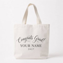 Personalized Congrats Grad 2027 Tote Bag, Custom Graduation Canvas, Grad Gift | Trinmama