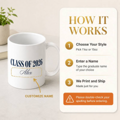 Personalized Class Of 2026 Coffee Mug, Custom Name Ceramic Cup, Graduation Gift | Trinmama image 3
