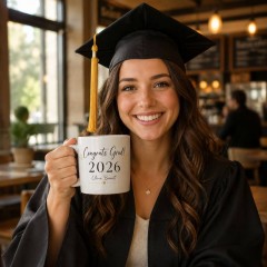 Personalized Congrats Grad 2026 Coffee Mug, Custom Name Ceramic Cup, Graduation Gift | Trinmama image 2