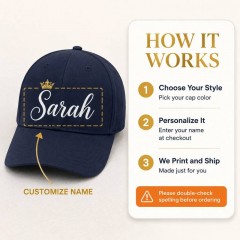 Personalized Queen Crown Baseball Cap, Custom Name Gold Crown Hat, Gift for Her | Trinmama image 5