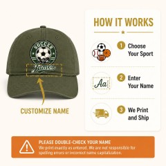 Personalized Vintage Soccer Badge Custom Name Baseball Cap image 5