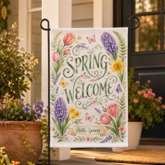 Spring Floral Welcome Garden Flag, Spring Flower Yard Flag, Outdoor Decor | Trinmama image 3