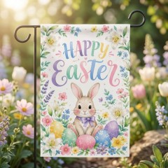 Happy Easter Bunny Garden Flag, Easter Yard Flag, Spring Outdoor Decor | Trinmama image 2