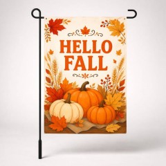 Hello Fall Harvest Pumpkin Garden Flag, Autumn Yard Flag, Outdoor Decor | Trinmama