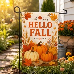 Hello Fall Harvest Pumpkin Garden Flag, Autumn Yard Flag, Outdoor Decor | Trinmama image 2
