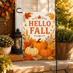 Hello Fall Harvest Pumpkin Garden Flag, Autumn Yard Flag, Outdoor Decor | Trinmama image 3
