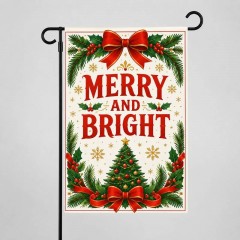 Merry and Bright Christmas Garden Flag, Holiday Yard Flag, Outdoor Decor | Trinmama
