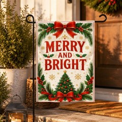 Merry and Bright Christmas Garden Flag, Holiday Yard Flag, Outdoor Decor | Trinmama image 3