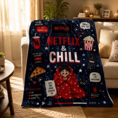 Netflix Binge Watcher & Chill Funny Fleece Blanket — Couch Potato Throw | Trinmama image 2