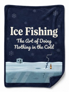 Ice Fishing Fleece Blanket, Cozy Winter Throw, Funny Gift for Fishermen | Trinmama