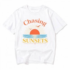 Chasing Sunsets T-Shirt, Vintage Sunset Poster, Golden Hour Coastal Gift | Trinmama