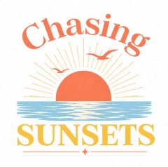 Chasing Sunsets T-Shirt, Vintage Sunset Poster, Golden Hour Coastal Gift | Trinmama image 4