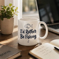 I'd Rather Be Fishing Mug, 11oz Ceramic Coffee Cup, Funny Gift for Anglers | Trinmama image 3