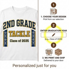 Personalized 2nd Grade Tackle T-Shirt, Custom Year Varsity Style, School Gift | Trinmama image 5