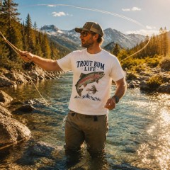 Trout Bum Life T-Shirt, Vintage Fly Fishing, Gift for Anglers | Trinmama image 2