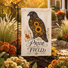 Pride of the Field Garden Flag - Hawk Floral Silhouette Outdoor Decor image 2