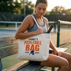 Personalized Pickleball Bag, Custom Name Canvas Tote, Court Style Gift | Trinmama image 4
