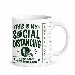 This Is My Social Distancing Mug, Funny Football Mom Ceramic Coffee Cup, Game Day Gift | Trinmama