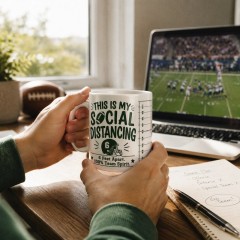 This Is My Social Distancing Mug, Funny Football Mom Ceramic Coffee Cup, Game Day Gift | Trinmama image 3