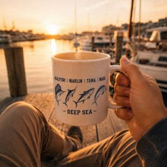 Deep Sea Fish Species Coffee Mug, Sailfish Marlin Tuna Mahi Ceramic Cup, Ocean Fishing Gift | Trinmama image 3