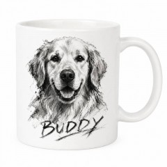 Custom Charcoal Sketch Pet Portrait Mug, Personalized Dog Photo Ceramic Coffee Cup, Pet Lover Gift | Trinmama