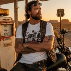 Loud Pipes Save Lives Motorcycle Chopper Biker T-Shirt image 2