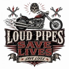 Loud Pipes Save Lives Motorcycle Chopper Biker T-Shirt image 4