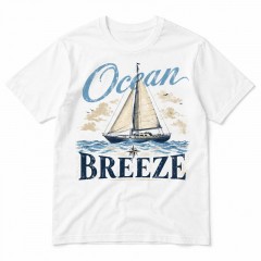 Ocean Breeze T-Shirt, Vintage Nautical Sailboat, Coastal Gift | Trinmama