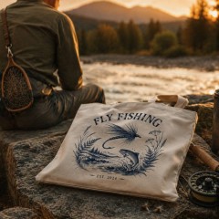 Fly Fishing Tote Bag, Vintage Outdoor Canvas Shopper, Gift for Anglers | Trinmama image 4