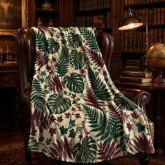 Dark Botanical Fleece Blanket, Vintage Plant Illustration Throw, Home Decor Gift | Trinmama image 2