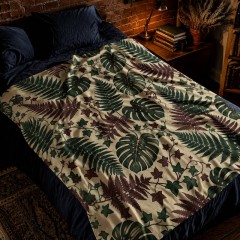 Dark Botanical Fleece Blanket, Vintage Plant Illustration Throw, Home Decor Gift | Trinmama image 3